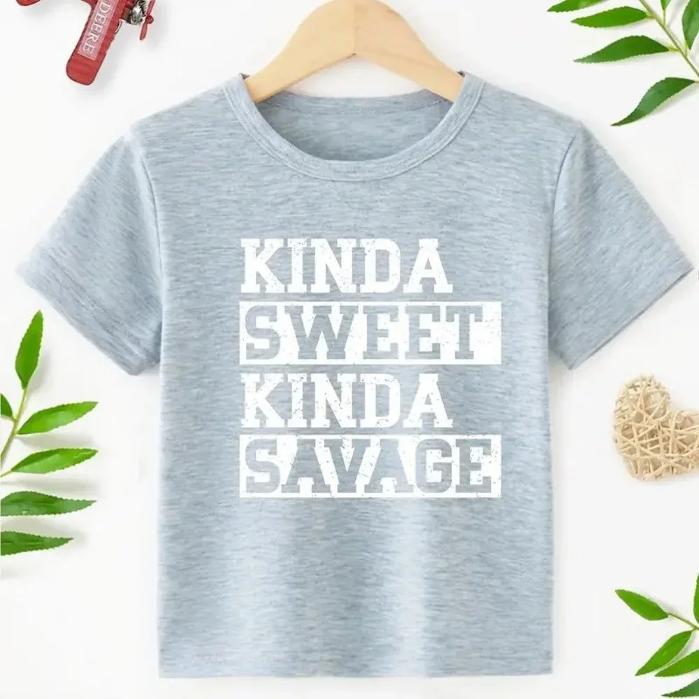 Kinda Sweet, Kinda Savage Boy's T-Shirt - Picture 1 of 1